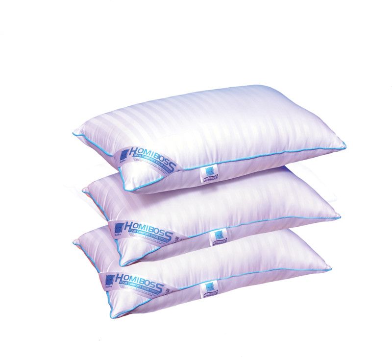 HOMIBOSS Premium Bed Pillows Size 17 x 27 inches Microfibre Solid Sleeping Pillow Pack of 3  (White)