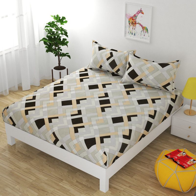 BHARAT TEX 155 TC Cotton King Printed Flat Bedsheet  (Pack of 1, Multicolor)