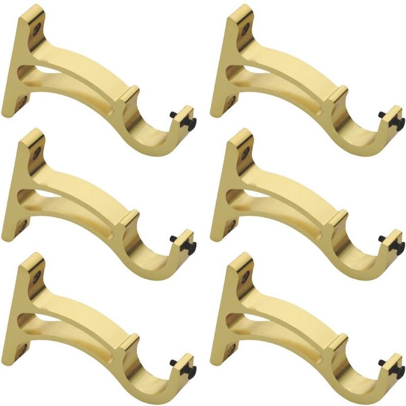 Inkart Gold Curtain Knobs, Rod Rail Bracket Metal  (Pack of 6)