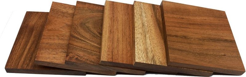 Angira handicarfts Square Reversible Wood Coaster Set  (Pack of 6)