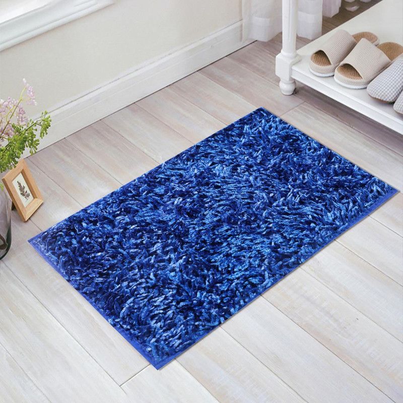 DECOROLOGY Microfiber Bathroom Mat  (Blue, Medium)