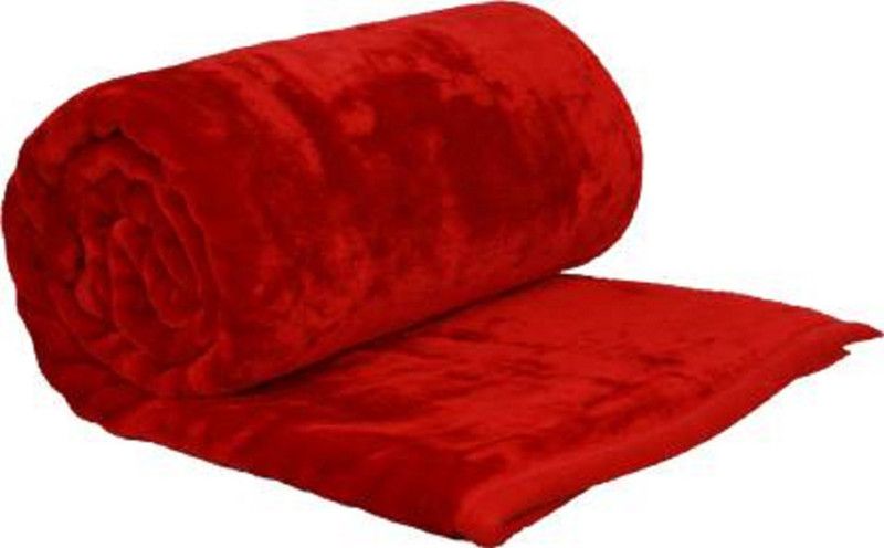 HOME COMFORTS Self Design Double Mink Blanket for Heavy Winter  (Polyester, Red)