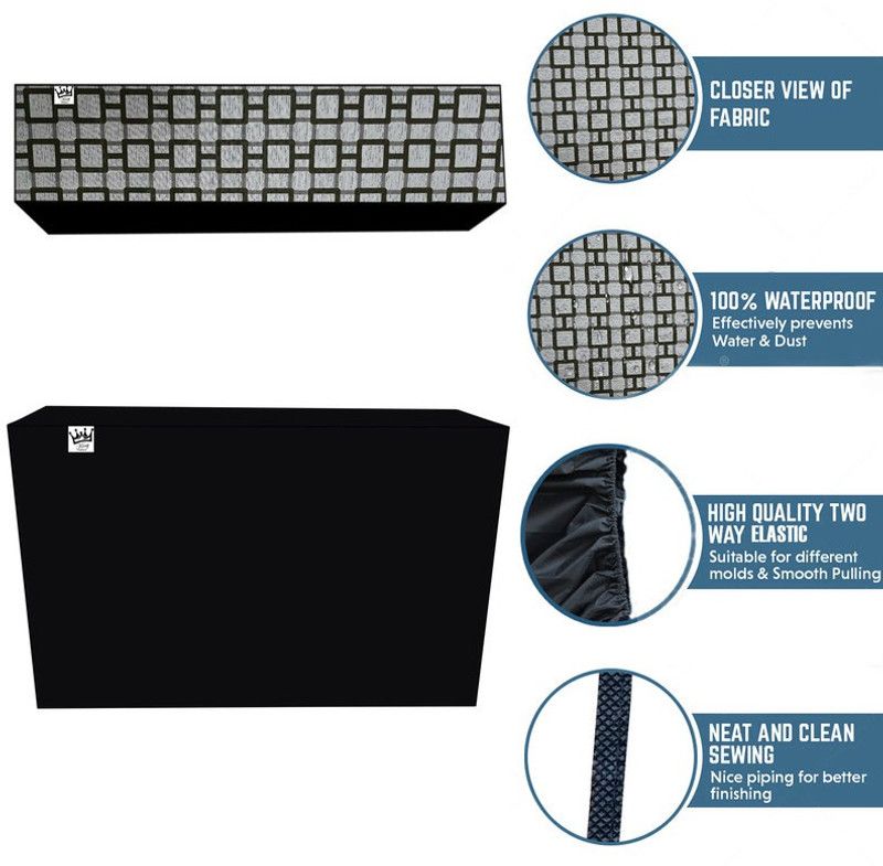 KingMatters Air Conditioner Cover  (Width: 118 cm, Grey, Black)