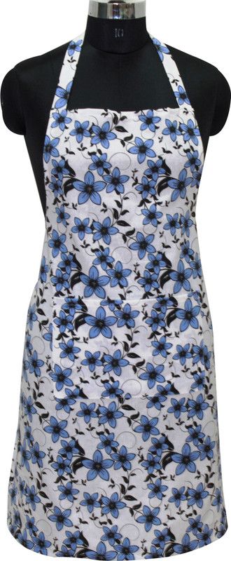 OASIS Cotton Home Use Apron - Free Size  (Blue, Single Piece)