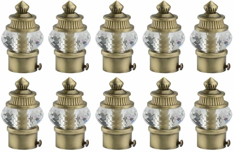 RKOING Gold Curtain Knobs, Rod Rail Bracket Metal  (Pack of 10)