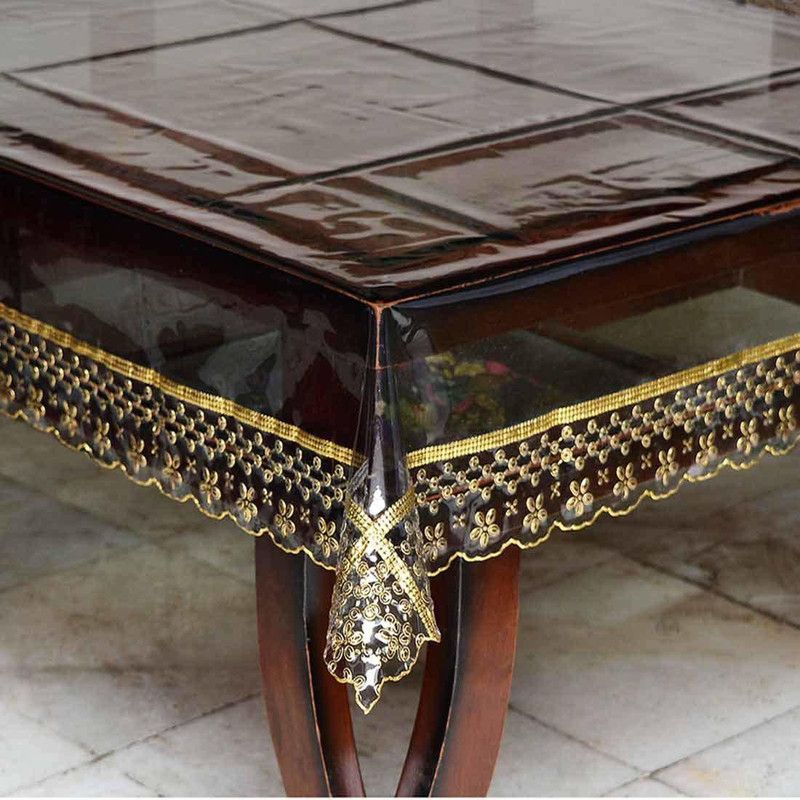 TANLOOMS Solid 8 Seater Table Cover  (Black, PVC)