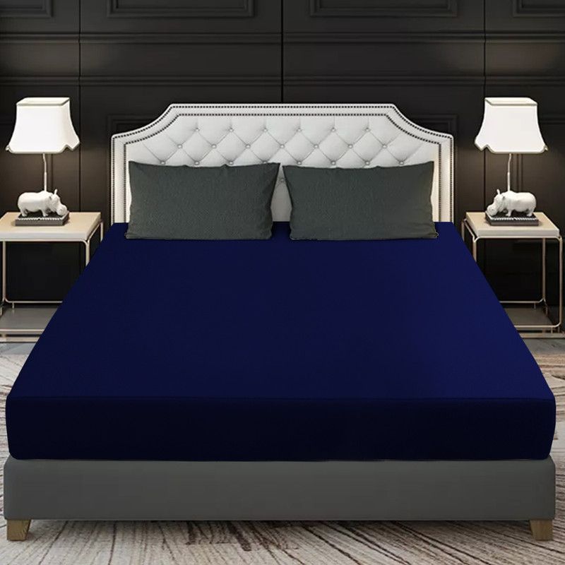 LITHARA Fitted Single Size Waterproof Mattress Cover  (Blue)