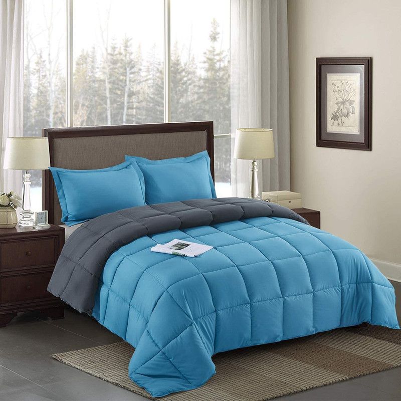Jaipurlinen Self Design Single Duvet for AC Room  (Polyester, Sky Blue Grey)