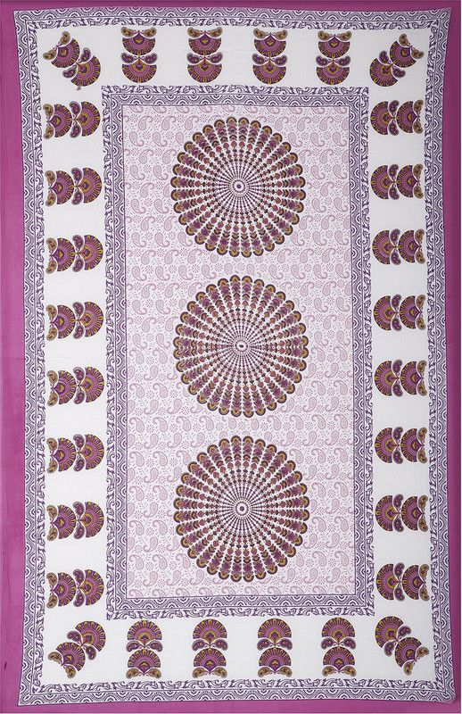 DANEVA FAB 144 TC Cotton Single Printed Flat Bedsheet  (Pack of 1, Purple, White)