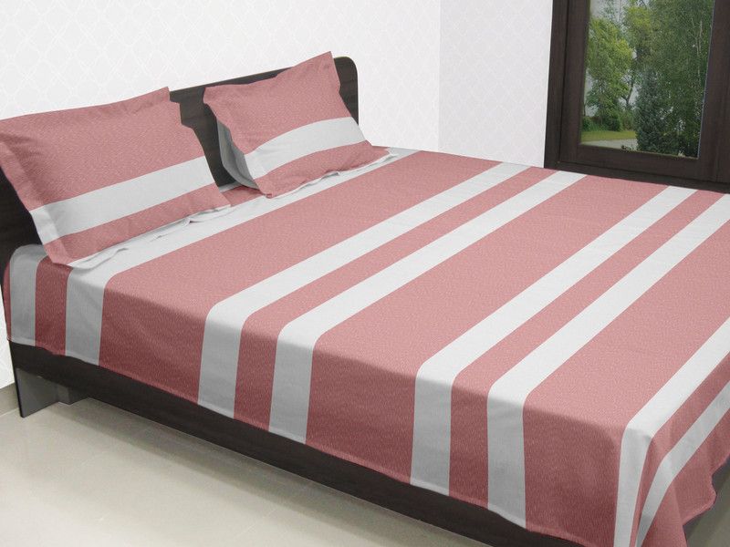sidhaaweaves 240 TC Cotton King Checkered Flat Bedsheet  (Pack of 1, FIERY RED)