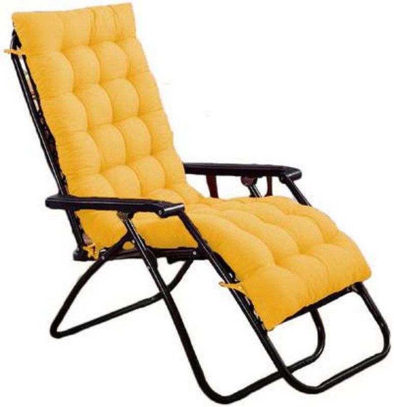 Craftino Microfibre Solid Chair Pad Pack of 1  (Yellow)