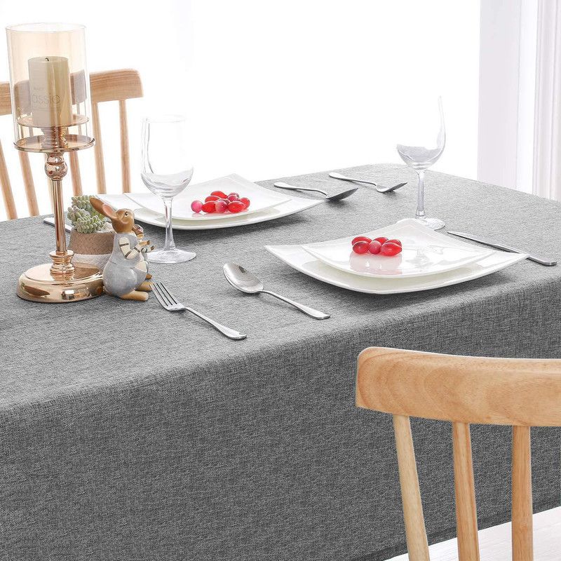 Casanest Solid 4 Seater Table Cover  (Grey, Linen)
