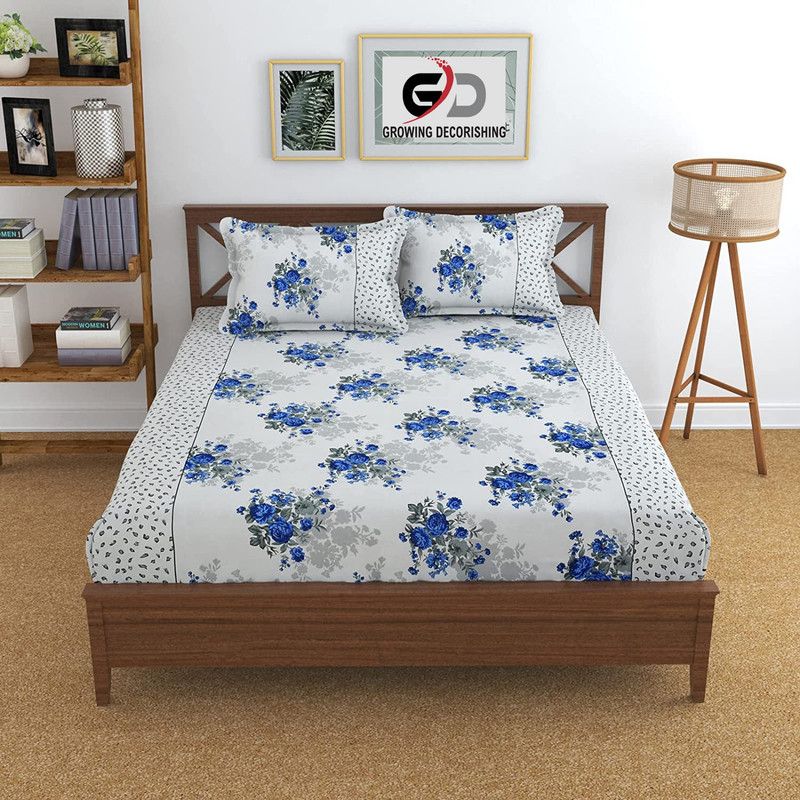 300 TC Cotton Double Bedsheet  (Pack of 1, White)