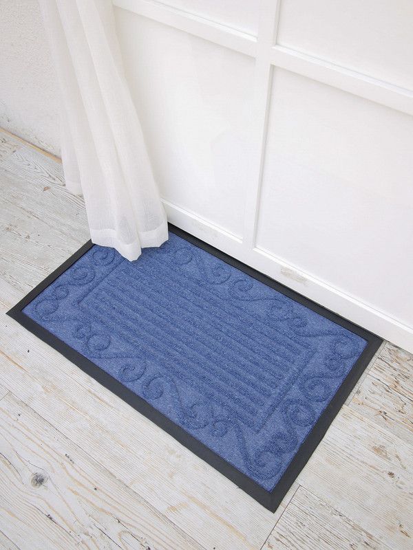 Ariana PVC (Polyvinyl Chloride) Door Mat  (Blue, Medium, Pack of 2)