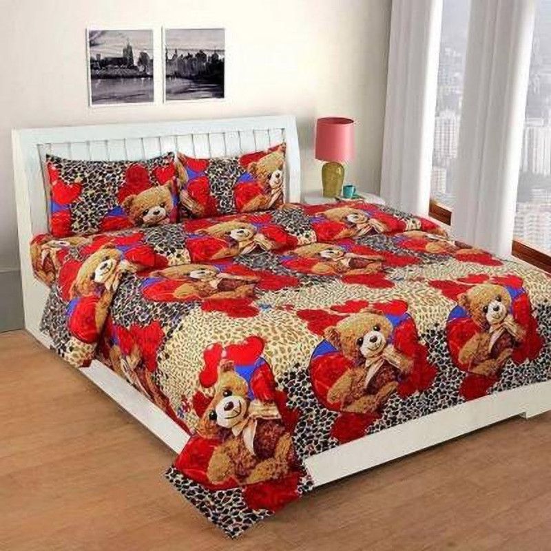 siyaram 140 TC Microfiber Double Cartoon Flat Bedsheet  (Pack of 1, Multicolor)