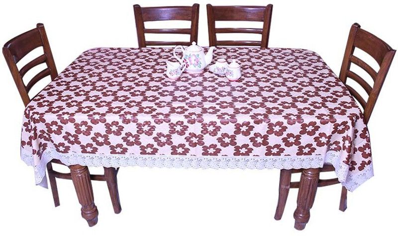 E-Retailer Floral 6 Seater Table Cover  (Brown, PVC (Polyvinyl Chloride))