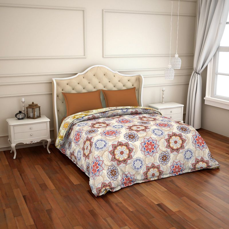 CORE Designed by SPACES Abstract Double Comforter for Heavy Winter  (Cotton, Brown)
