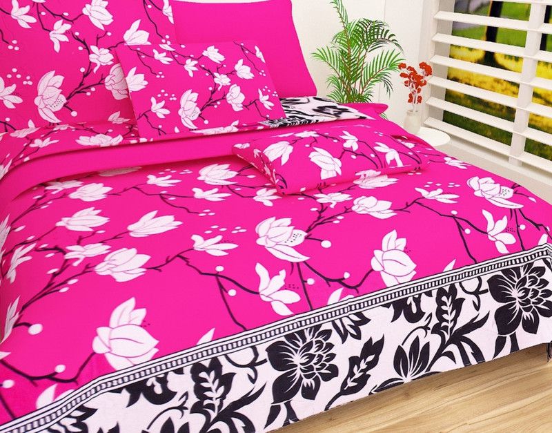AKSHITEXTILE 130 TC Polycotton Queen 3D Printed Flat Bedsheet  (Pack of 1, Pink)