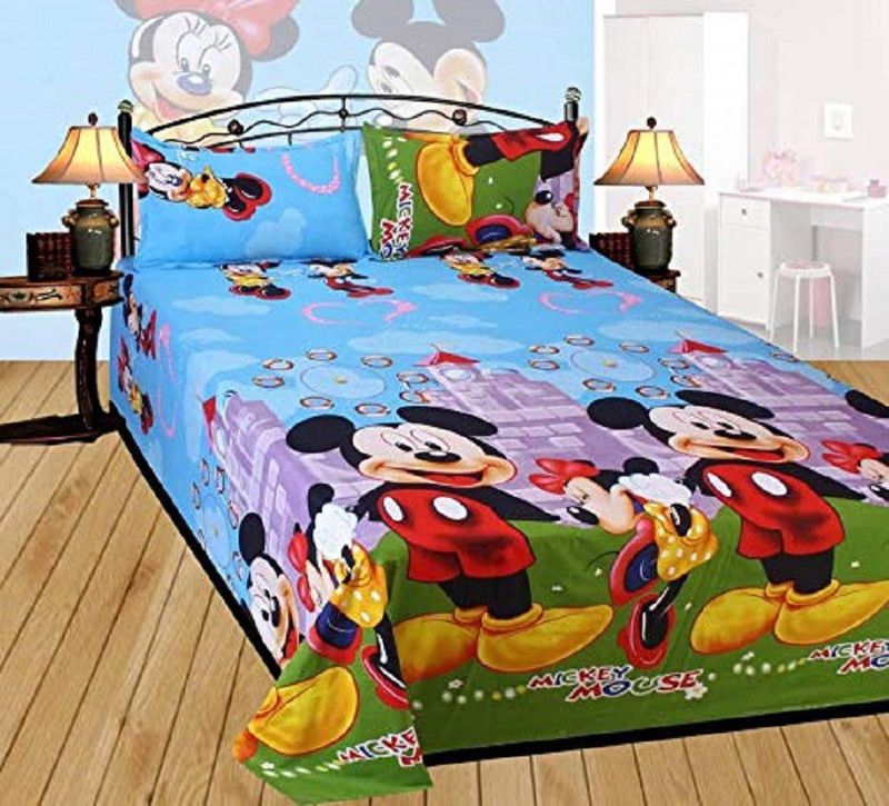 True Product 180 TC Polycotton Double 3D Printed Flat Bedsheet  (Pack of 1, Multicolor)
