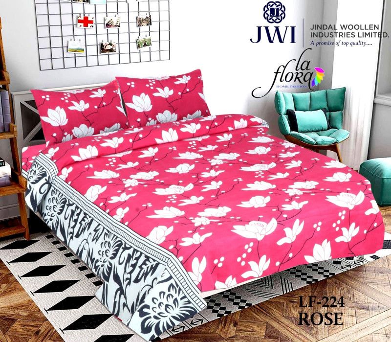 XOO7 140 TC Cotton King 3D Printed Flat Bedsheet  (Pack of 1, Multicolor)