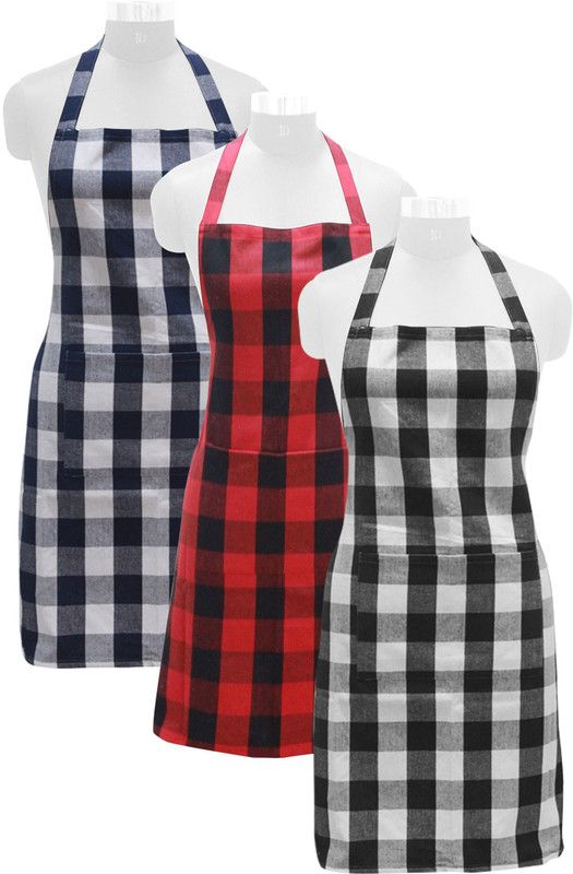 OASIS Cotton Home Use Apron - Free Size  (Multicolor, Pack of 3)