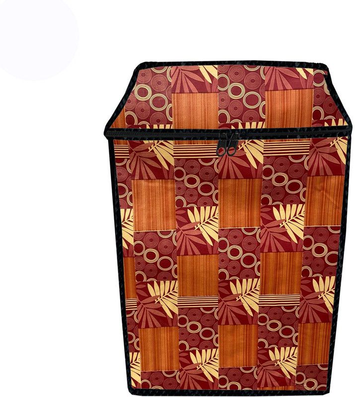 JM Homefurnishings Top Loading Washing Machine Cover  (Width: 68 cm, Brown, Black)