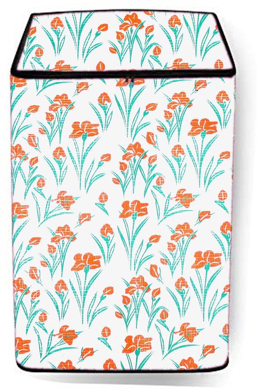 JM Homefurnishings Top Loading Washing Machine Cover  (Width: 54 cm, Orange, White)