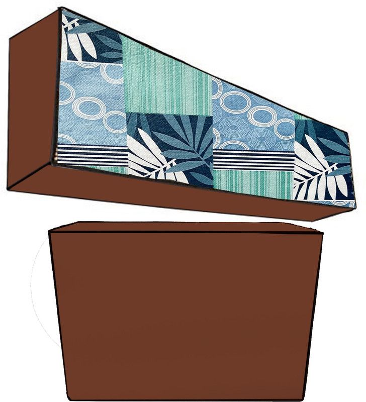 JM Homefurnishings Air Conditioner Cover  (Width: 105 cm, Light Blue, Black)