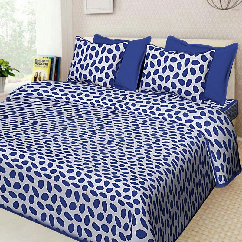 144 TC Polycotton Double Jaipuri Prints Bedsheet  (Pack of 1, Blue)