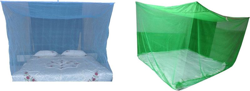 Trendmakerz HDPE - High Density Poly Ethylene Adults Washable King Size Bed 7x7 Blue & Green (Pack of 2) Deluxe Quality Mosquito Net  (Green, Blue, Bed Box)