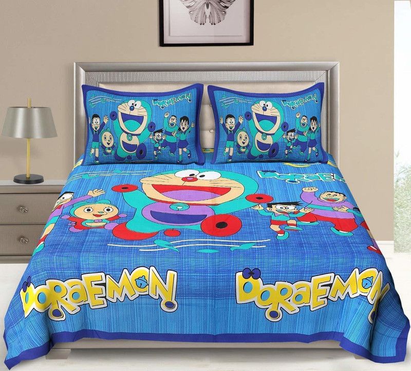 DIVIK CRAFTS Cotton Double Bed Cover  (Multicolor, 1 Bedsheet with 2 Pillow Covers)