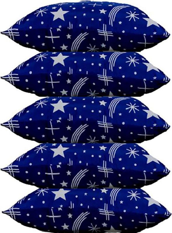 Anisha Enterprises Blue Stars Printed Microfibre Abstract Sleeping Pillow Pack of 5  (Blue)