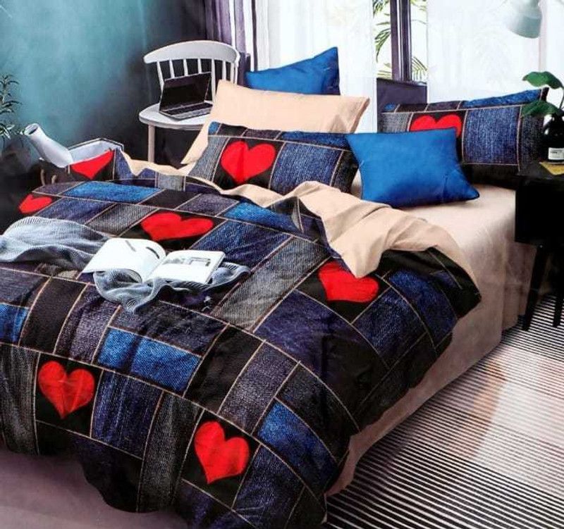 Trendy Threads 300 TC Cotton Double Printed Flat Bedsheet  (Pack of 1, Multicolor)