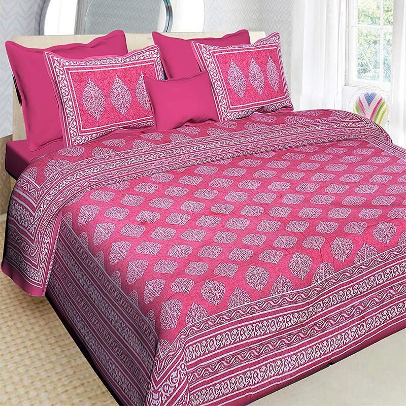 Nonstop Fashion 240 TC Cotton Queen Printed Flat Bedsheet  (Pack of 1, Green)