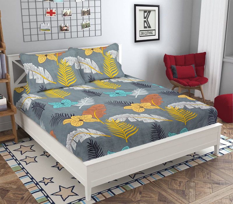 RAGHAV 220 TC Cotton Double Floral Flat Bedsheet  (Pack of 1, Multicolor)