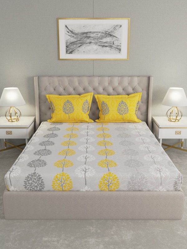 Raymond Home 144 TC Cotton Double Motifs Flat Bedsheet  (Pack of 1, Multicolor)