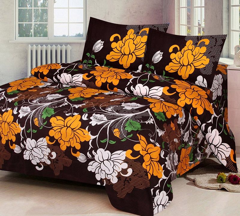 Decor Home 140 TC Microfiber Double Printed Flat Bedsheet  (Pack of 1, Multicolor)