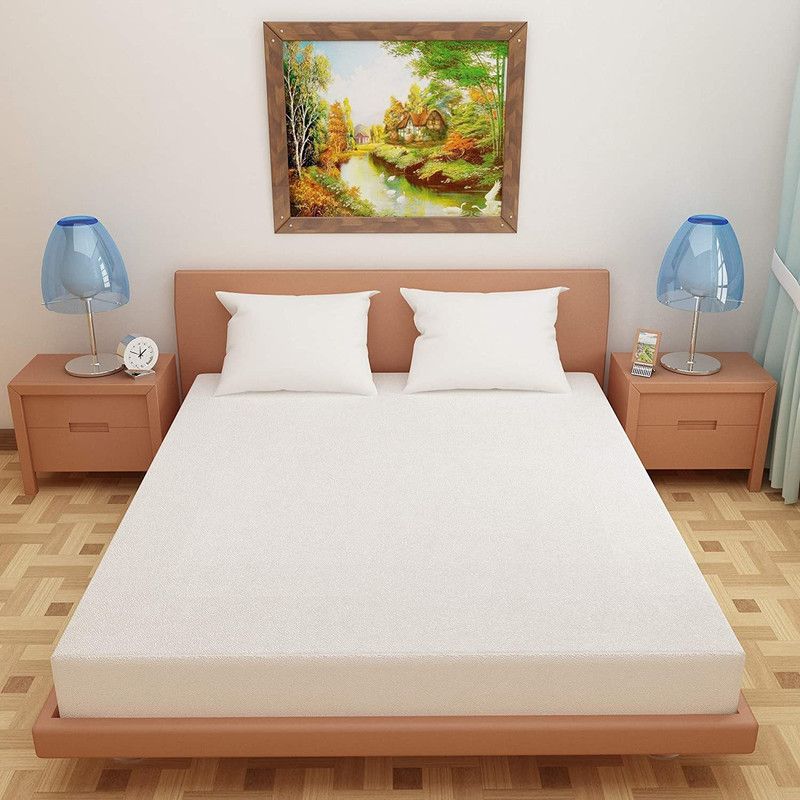 ELEVANTO Elastic Strap Single Size Waterproof Mattress Cover  (White)