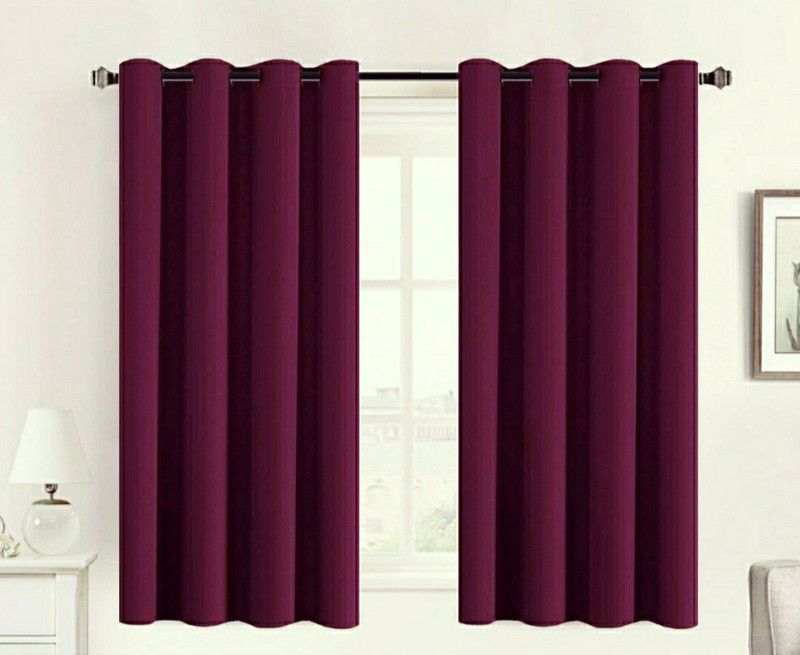 OWNWAY 182.88 cm (6 ft) Silk Blackout Shower Curtain (Pack Of 2)  (Solid, Violet)