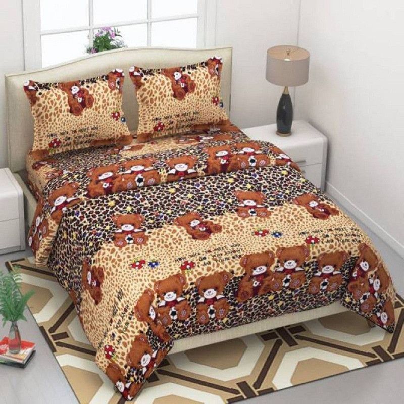 New panipat textile zone 145 TC Polycotton Double Cartoon Flat Bedsheet  (Pack of 1, Multicolor)