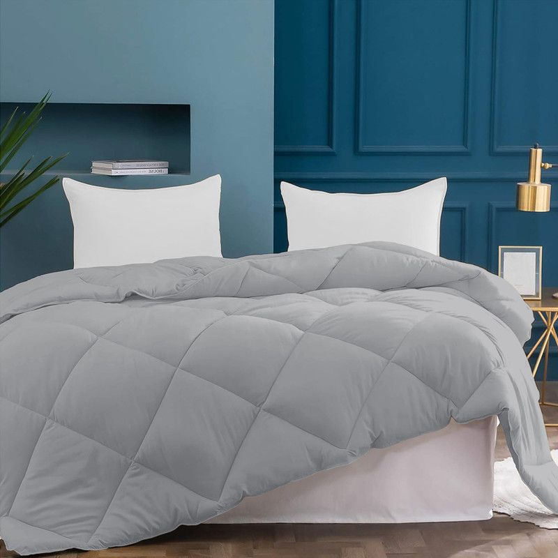 Indian Kingdom Solid Double Comforter for Heavy Winter  (Microfiber, Silver)