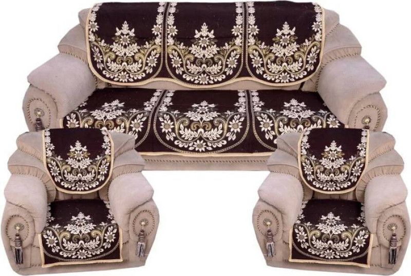 AK Decor Cotton Embroidered Sofa Cover  (Multicolor Pack of 6)