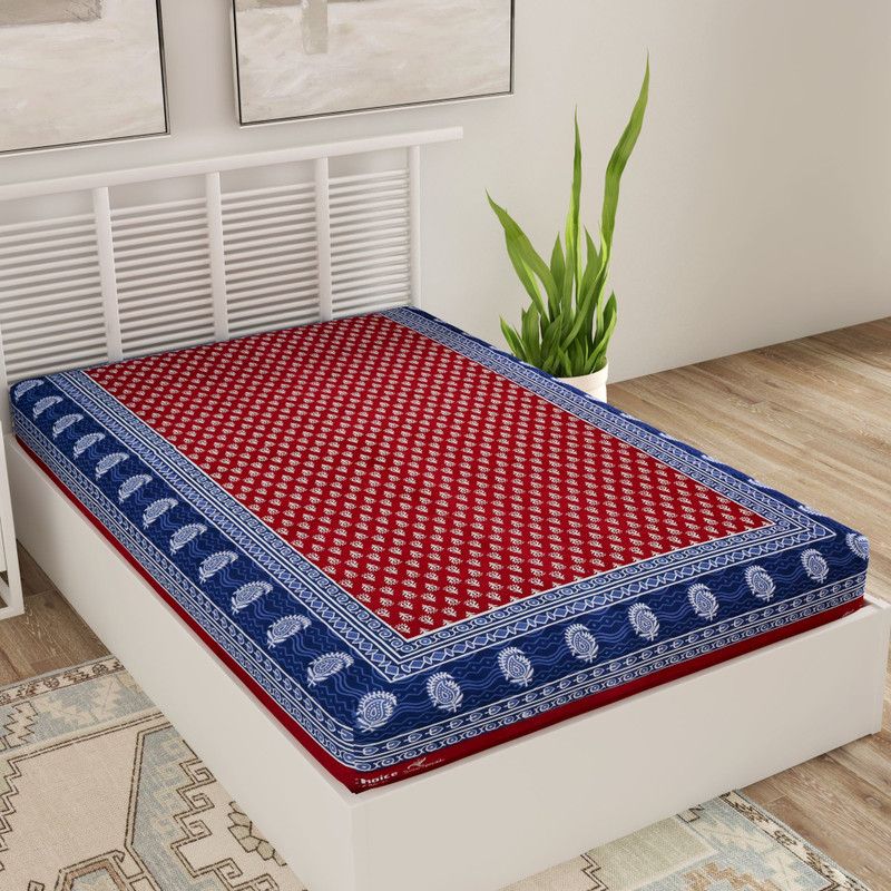 UNIQCHOICE 120 TC Cotton Single Printed Flat Bedsheet  (Pack of 1, Maroon)