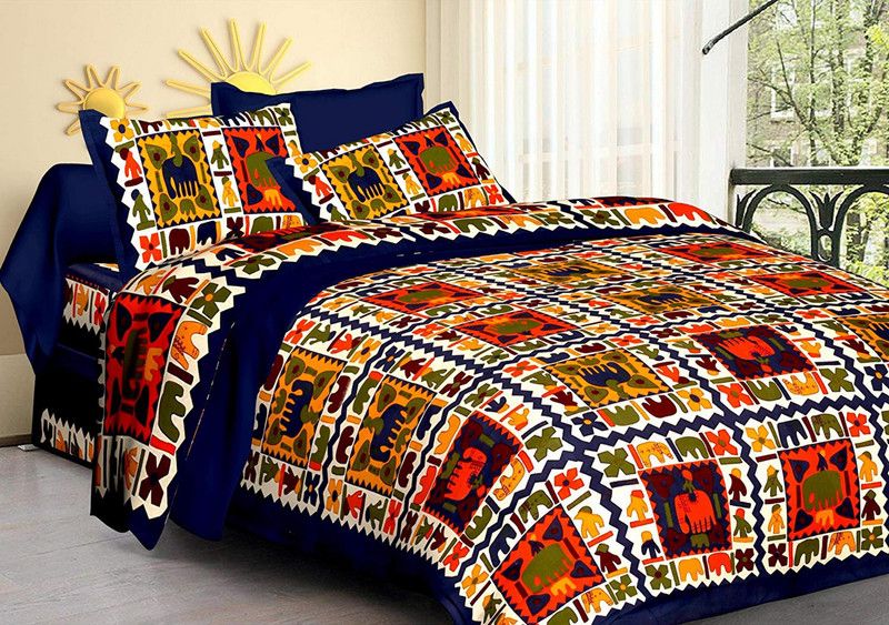 144 TC Cotton Double Checkered Bedsheet  (Pack of 1, Multicolor)