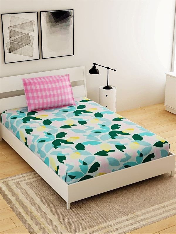 aashiyana sajona 180 TC Microfiber Single Floral Flat Bedsheet  (Pack of 1, Multicolor)