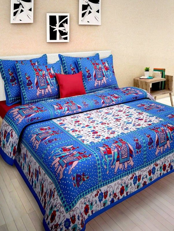 144 TC Cotton Double Animal Bedsheet  (Pack of 1, Pink)