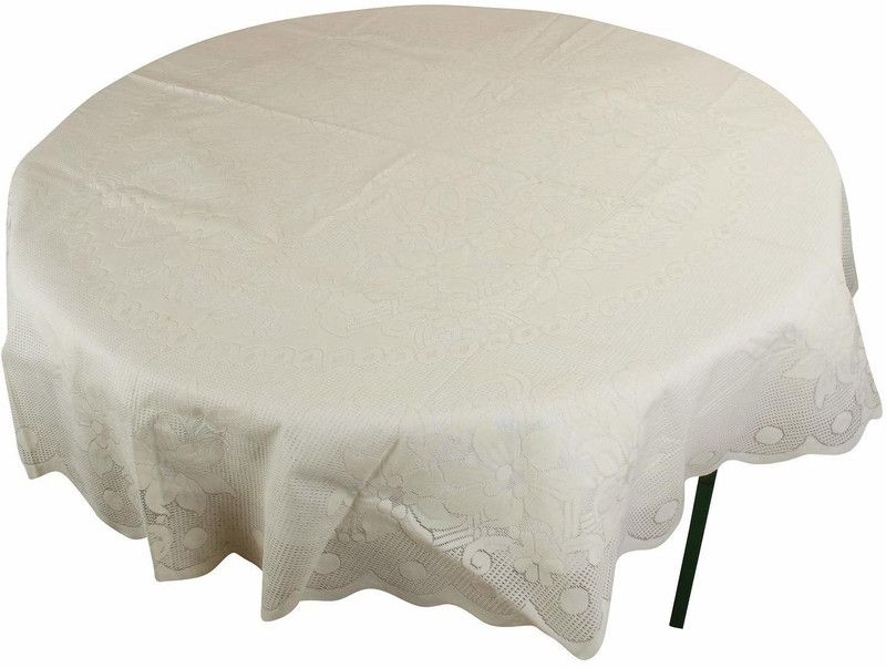 TANLOOMS Floral 2 Seater Table Cover  (Cream, Cotton)