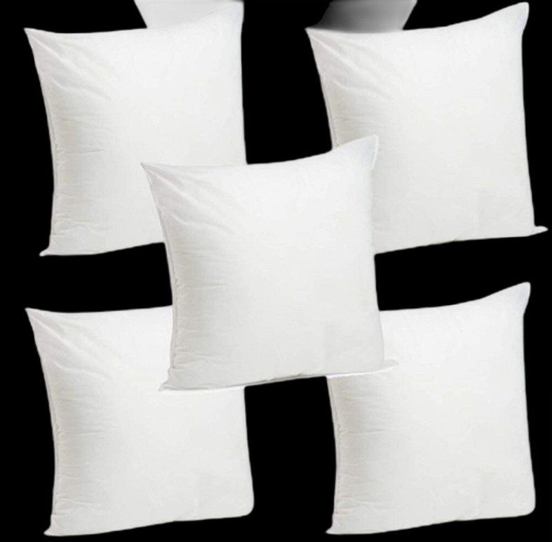 Romance Microfibre Solid Cushion Pack of 5  (White)