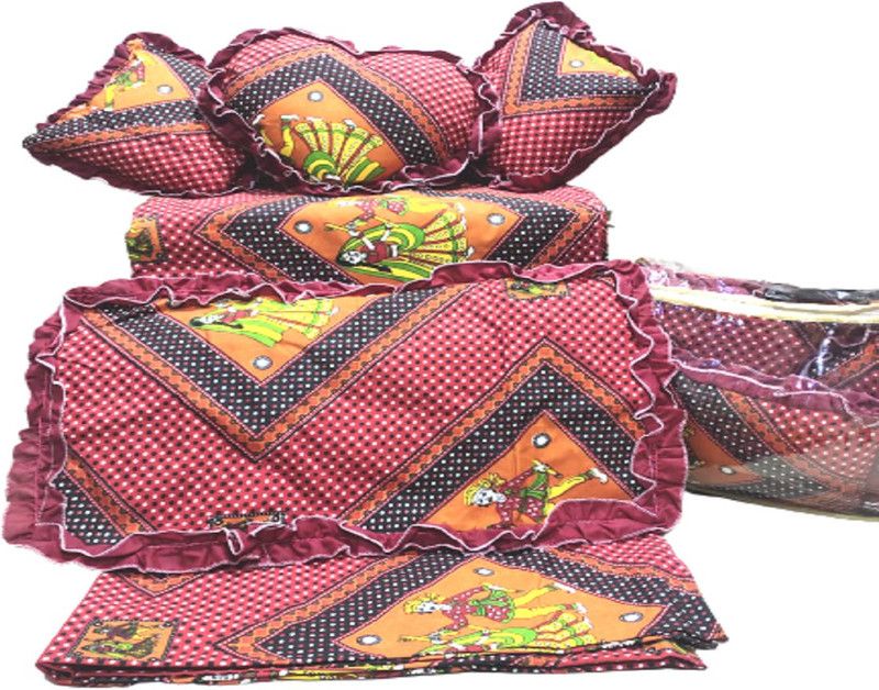 250 TC Microfiber Double King Jaipuri Prints Bedsheet  (Pack of 1, Mahroon)