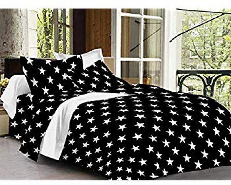 Anokhi 180 TC Cotton King Printed Flat Bedsheet  (Pack of 1, black and white)